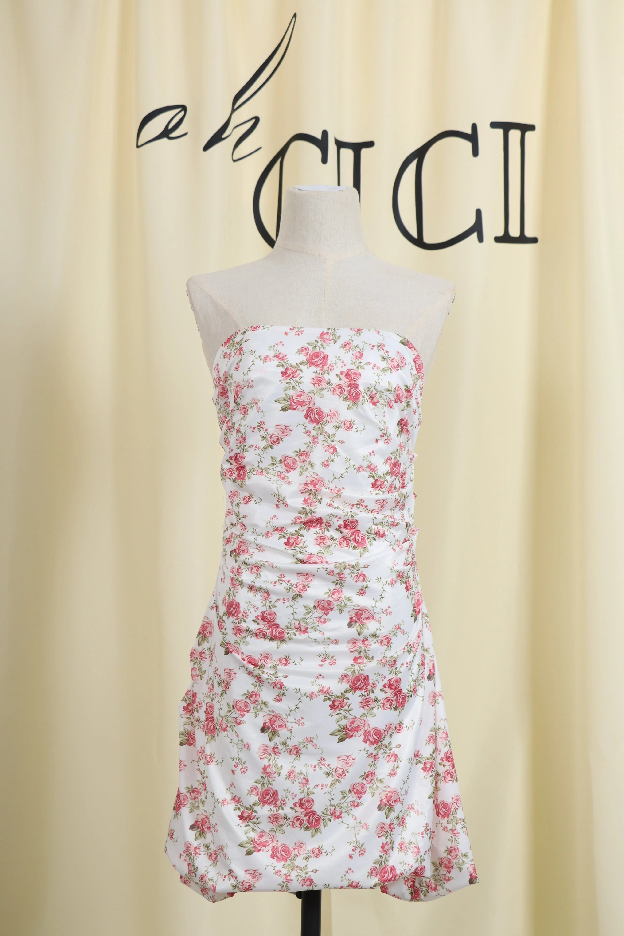 White Rose Print Mini Dress - Image 3