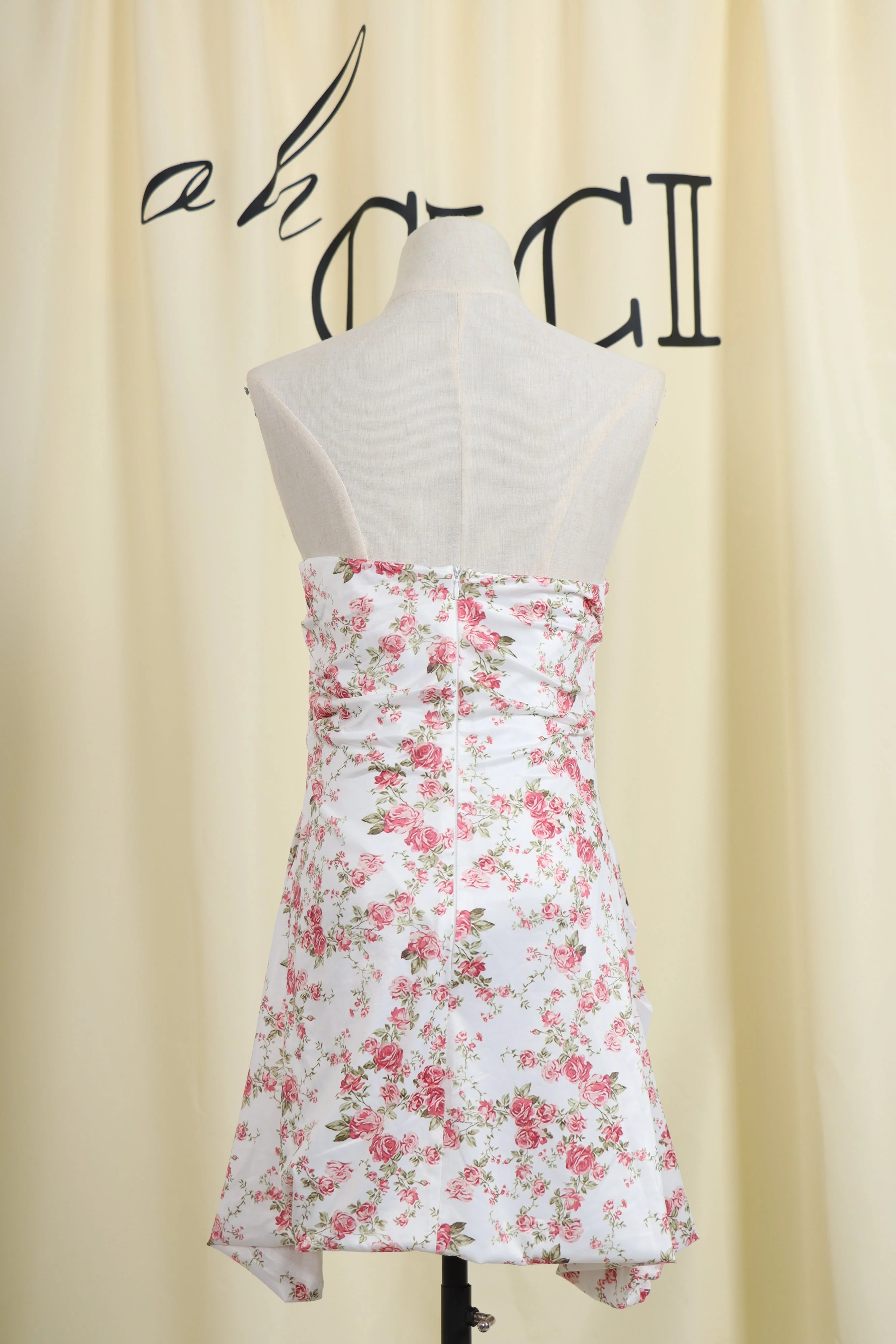 White Rose Print Mini Dress - Image 4