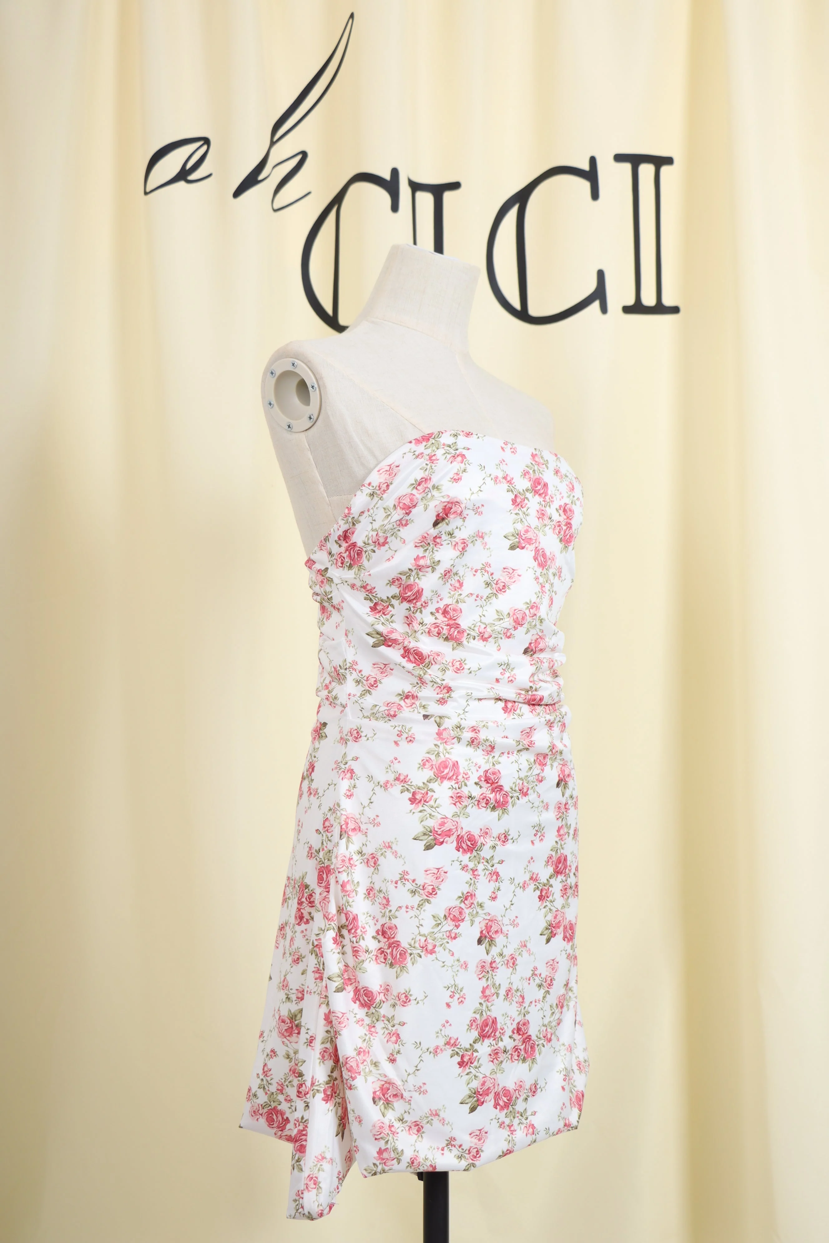 White Rose Print Mini Dress - Image 5