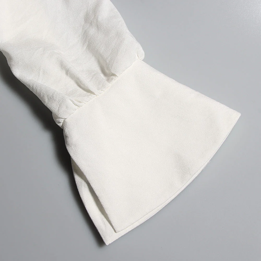 White Long Sleeve Shirt Dress - Image 5