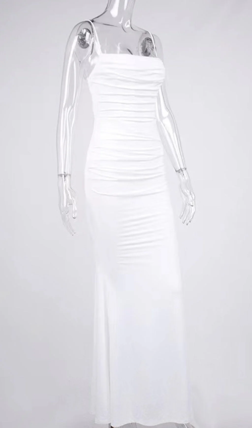 White Draped Corset Maxi Dress - Image 7