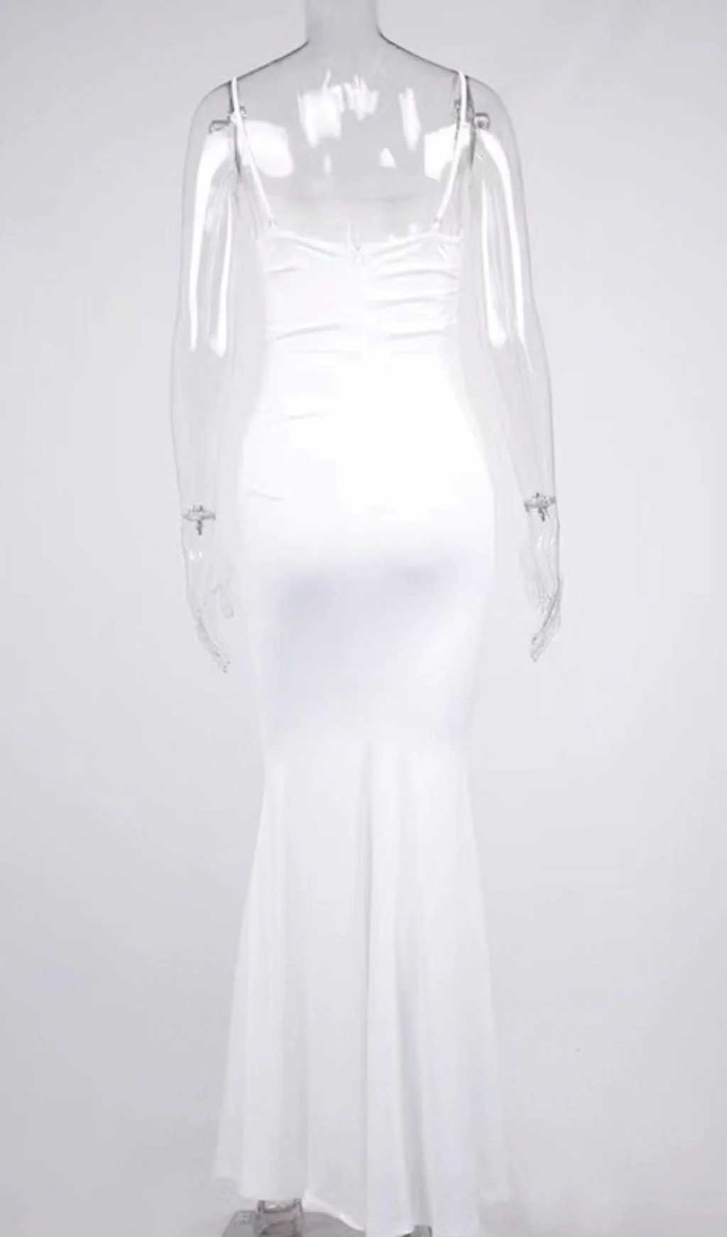 White Draped Corset Maxi Dress - Image 8