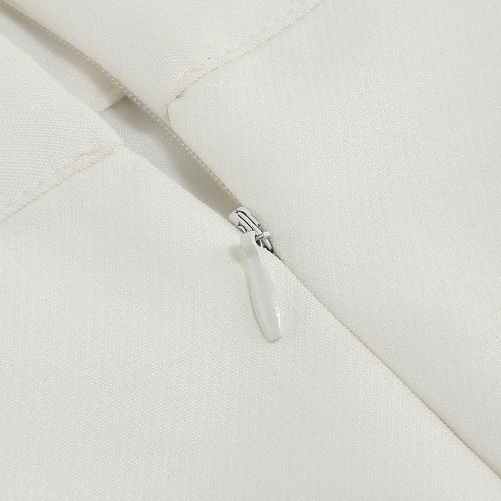 White Cutout Long Sleeve Blazer Dress - Image 10