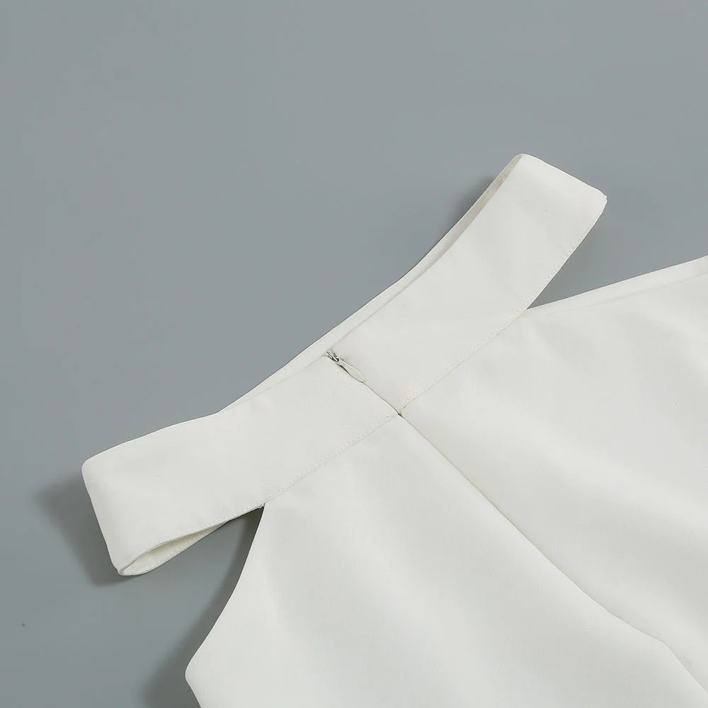White Cutout Long Sleeve Blazer Dress - Image 11