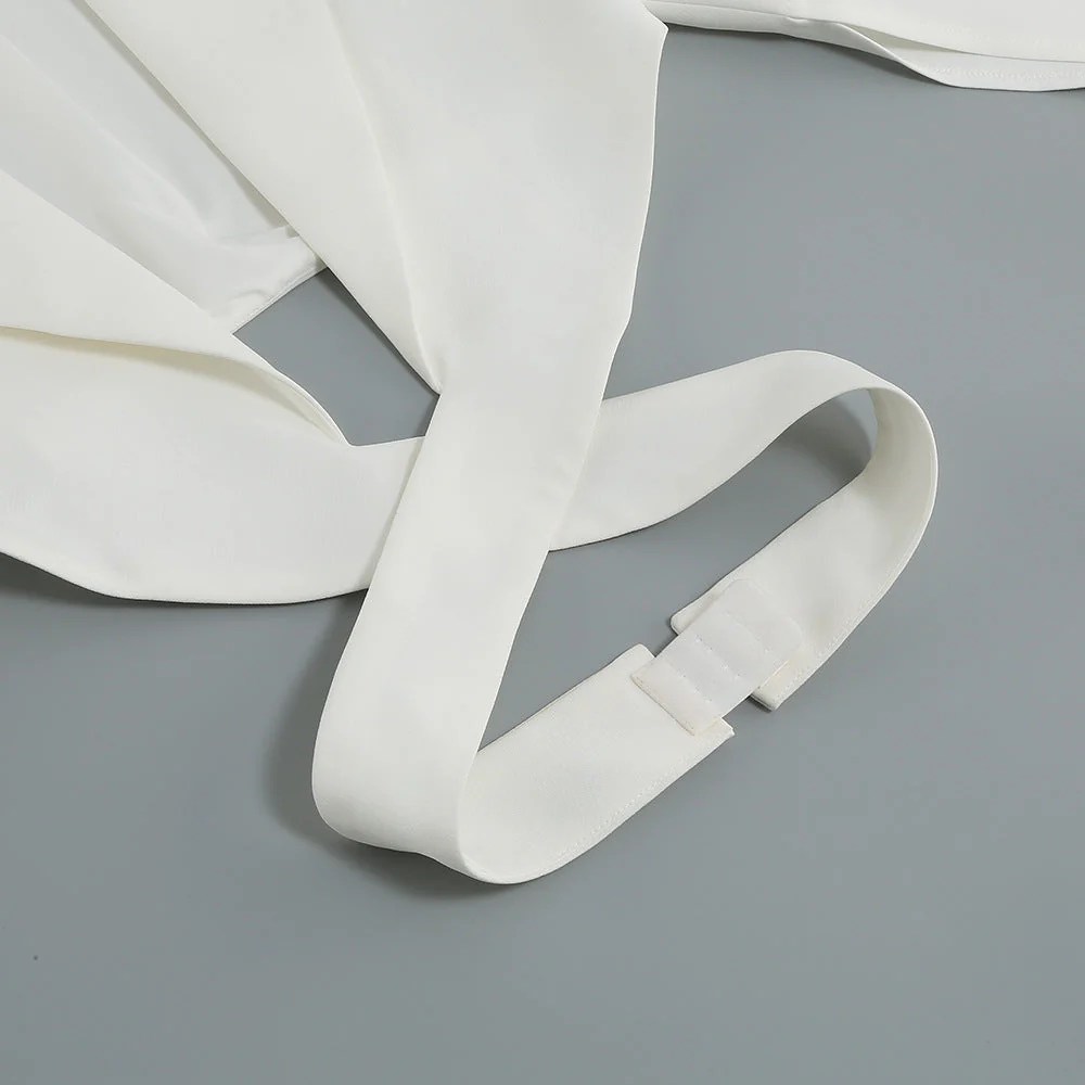 White Cutout Long Sleeve Blazer Dress - Image 12