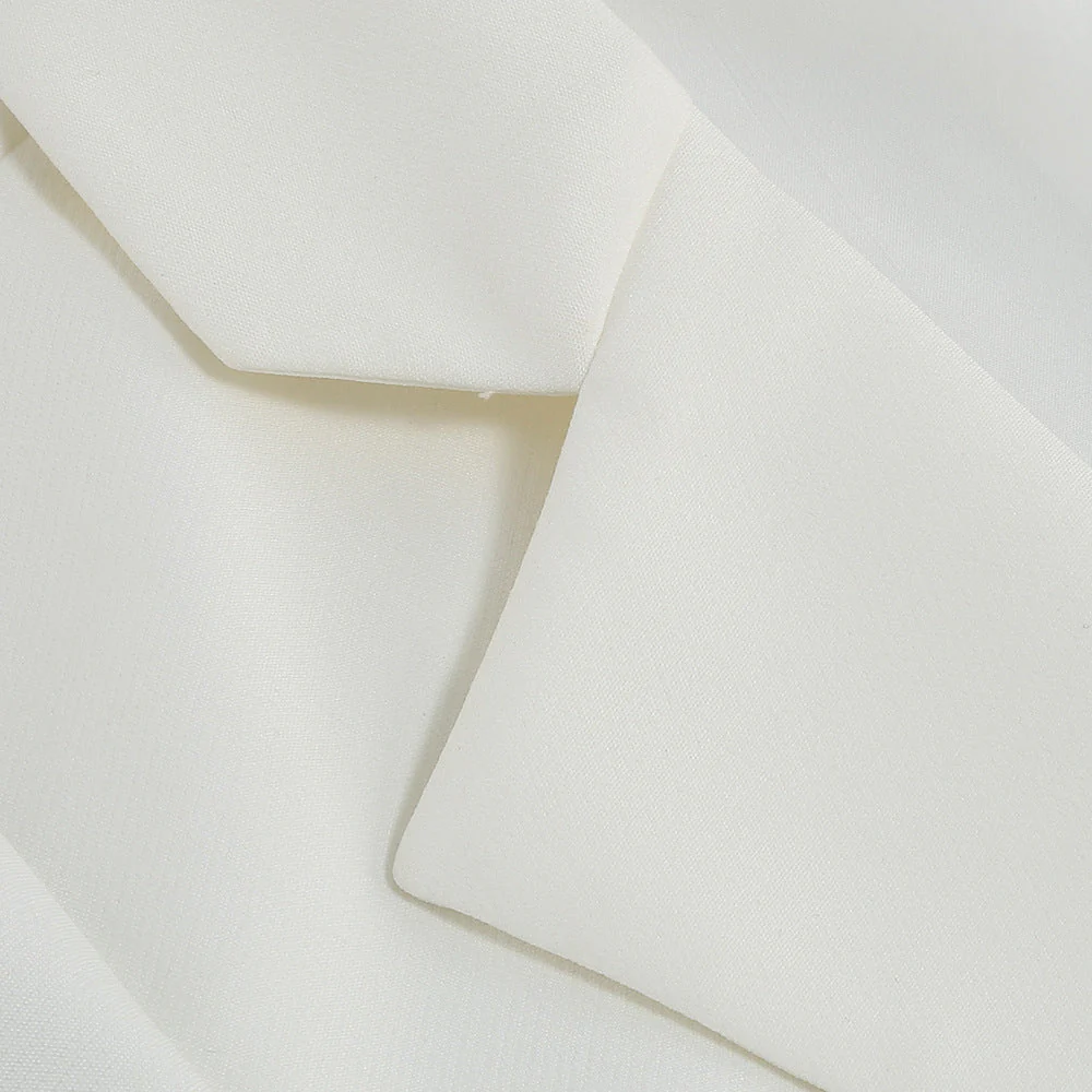 White Cutout Long Sleeve Blazer Dress - Image 9