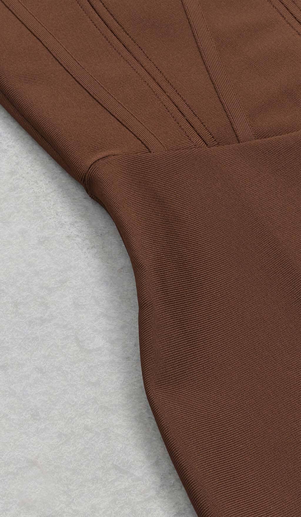 Waist-Tightening Corset Midi Dress in Brown - Image 10