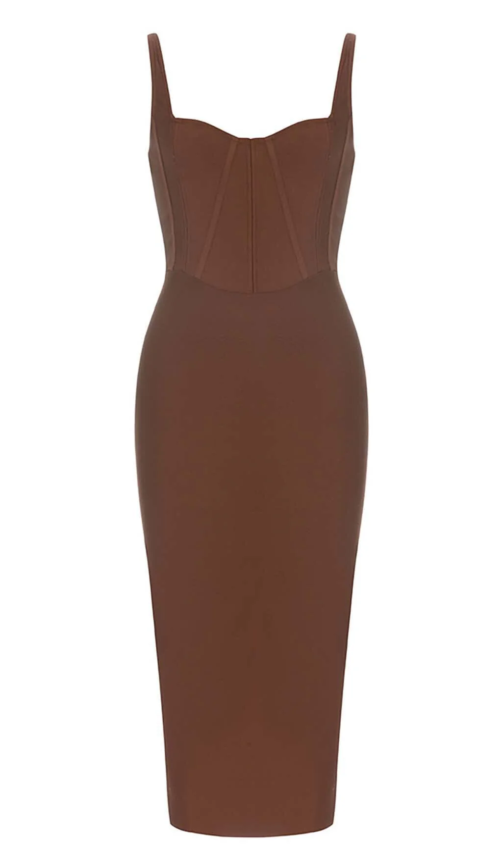 Waist-Tightening Corset Midi Dress in Brown - Image 7