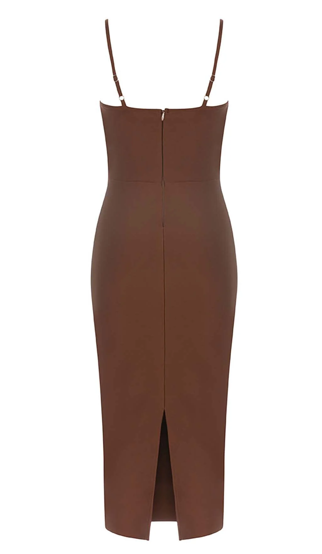 Waist-Tightening Corset Midi Dress in Brown - Image 8