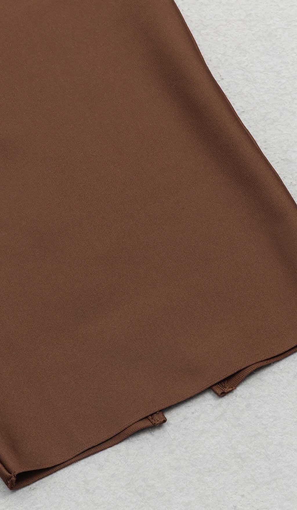 Waist-Tightening Corset Midi Dress in Brown - Image 9