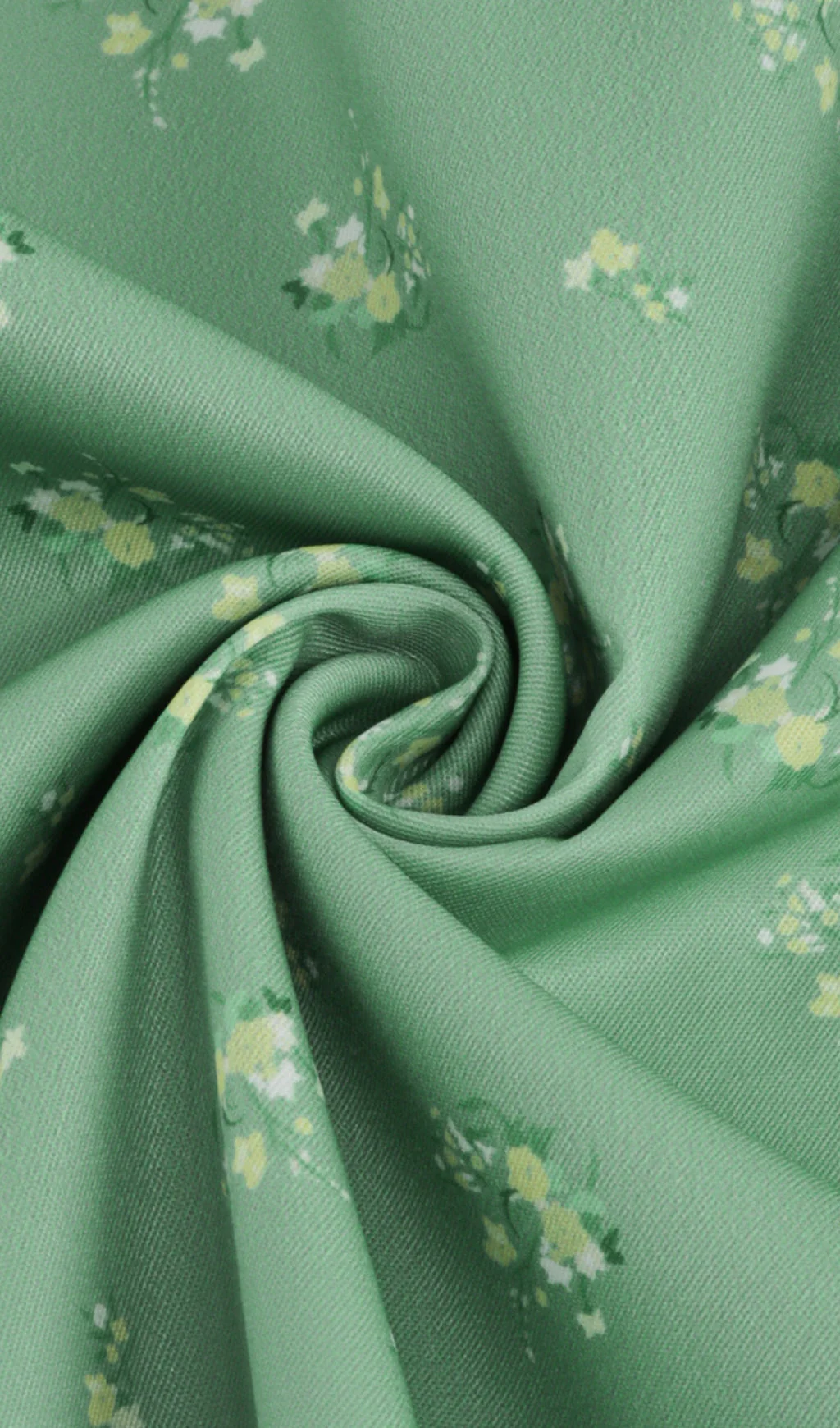 Vintage Floral Puff Sleeve Midi Dress in Green - Image 9
