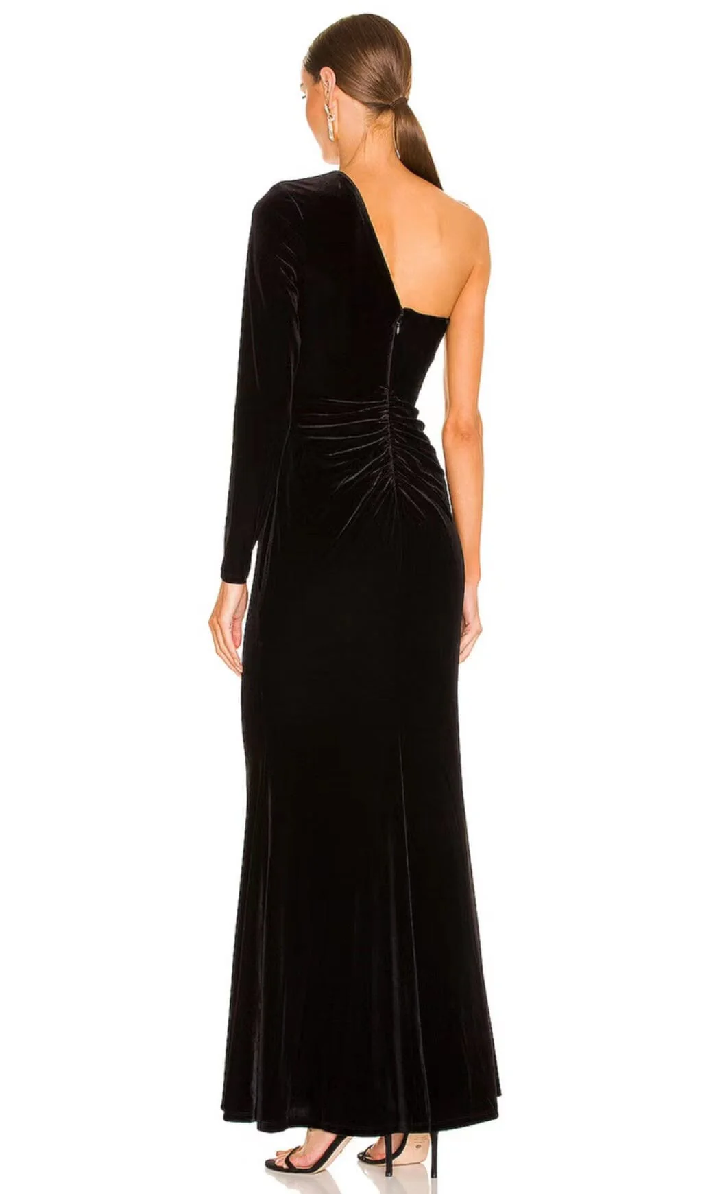 Velvet Diamond One Shoulder Split Maxi Dress in Black - Image 3