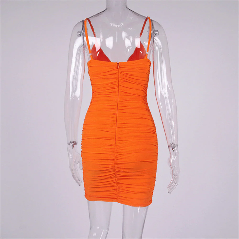 V Neck Mesh Skirt With Pleated StrapS - Image 10