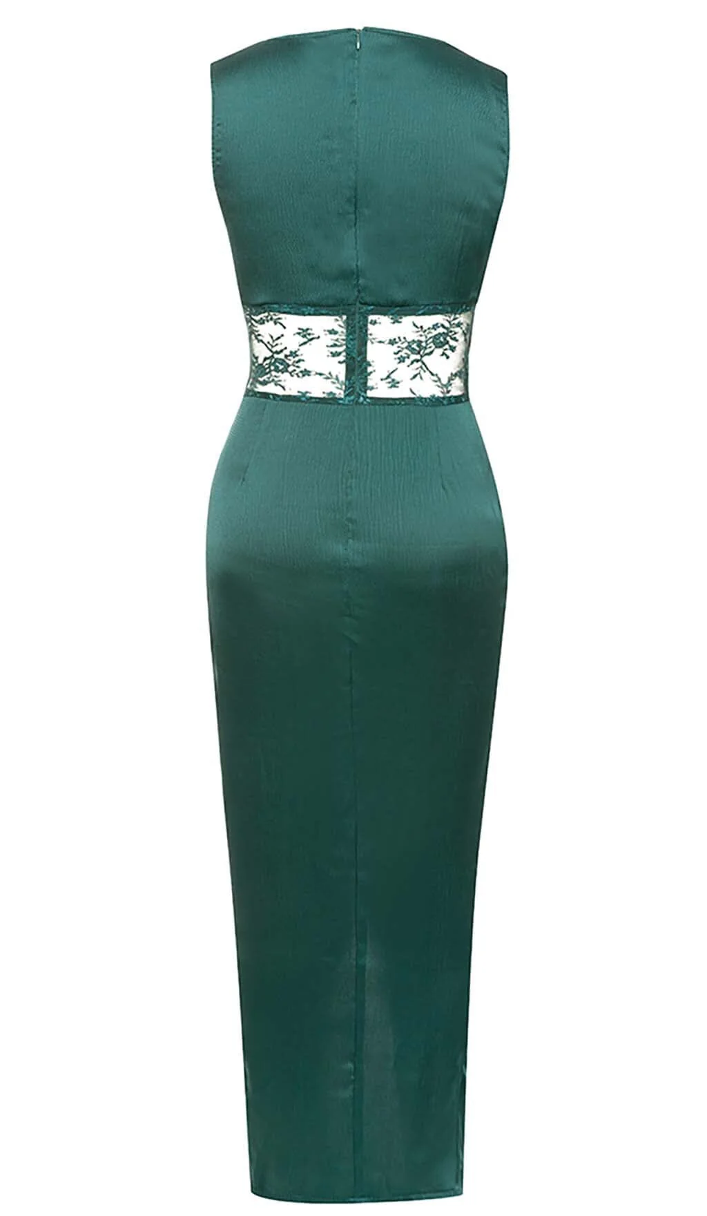 Thigh Slit Lace Midi Dress in Turquoise - Image 4