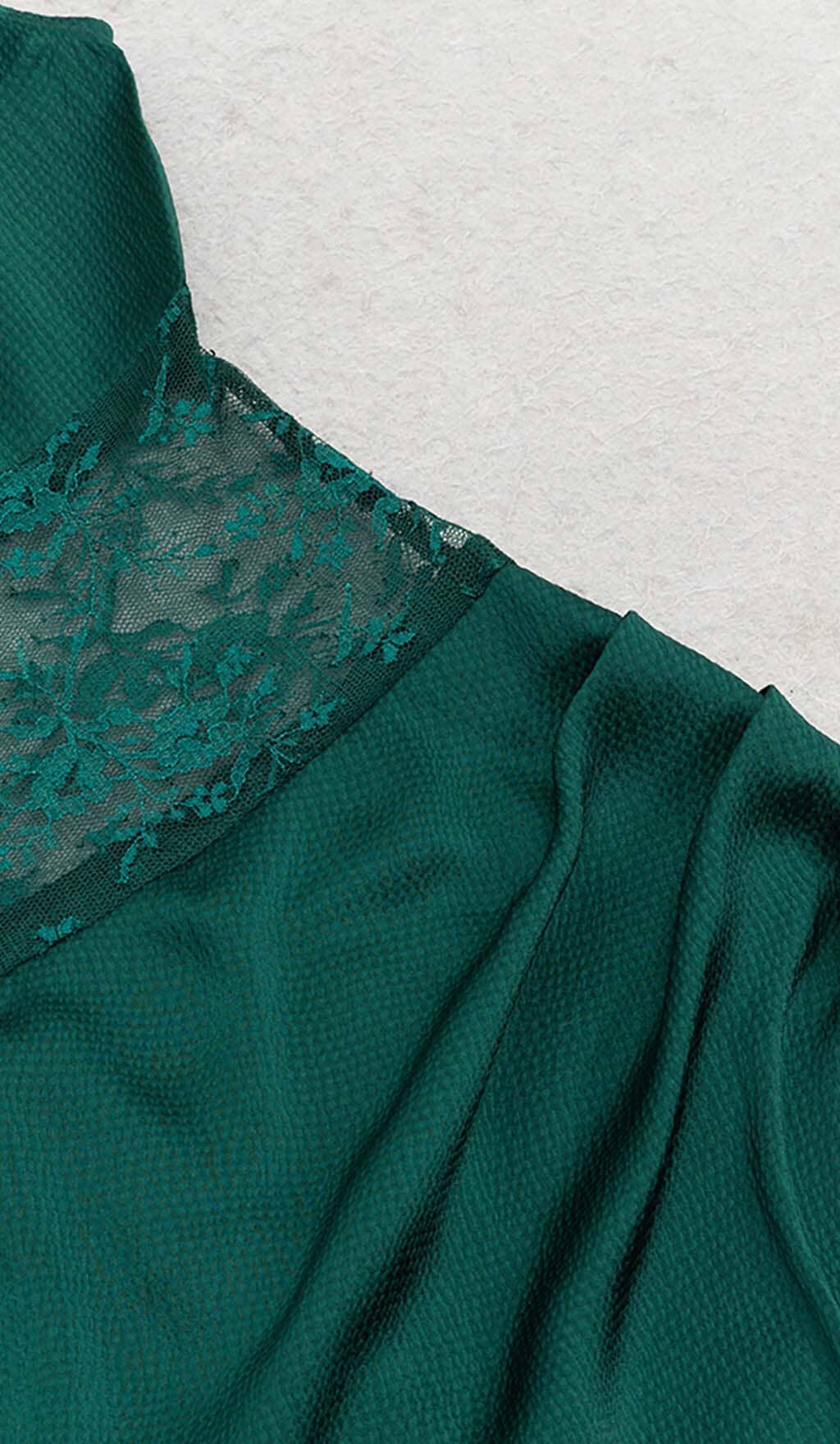 Thigh Slit Lace Midi Dress in Turquoise - Image 6