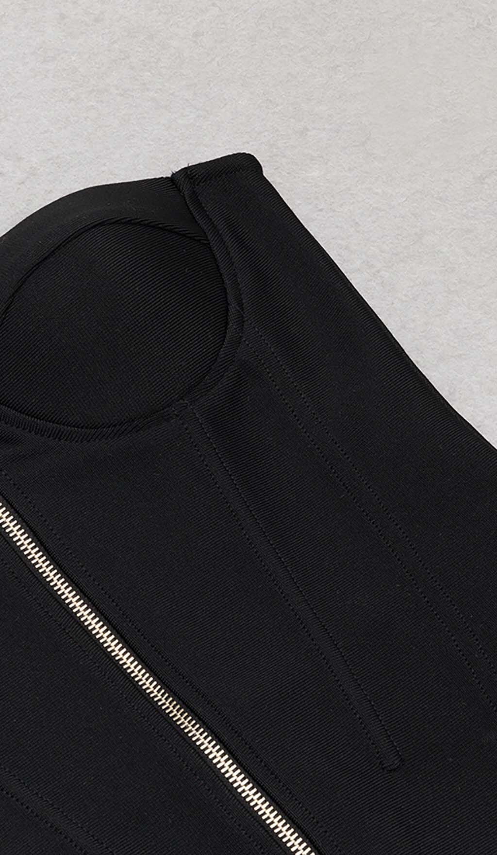 Tassel Halter Bandage Midi Dress in Black - Image 10