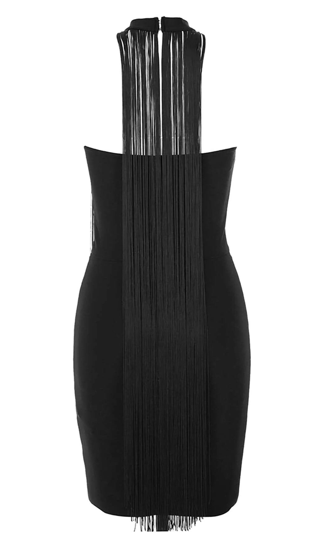 Tassel Halter Bandage Midi Dress in Black - Image 5