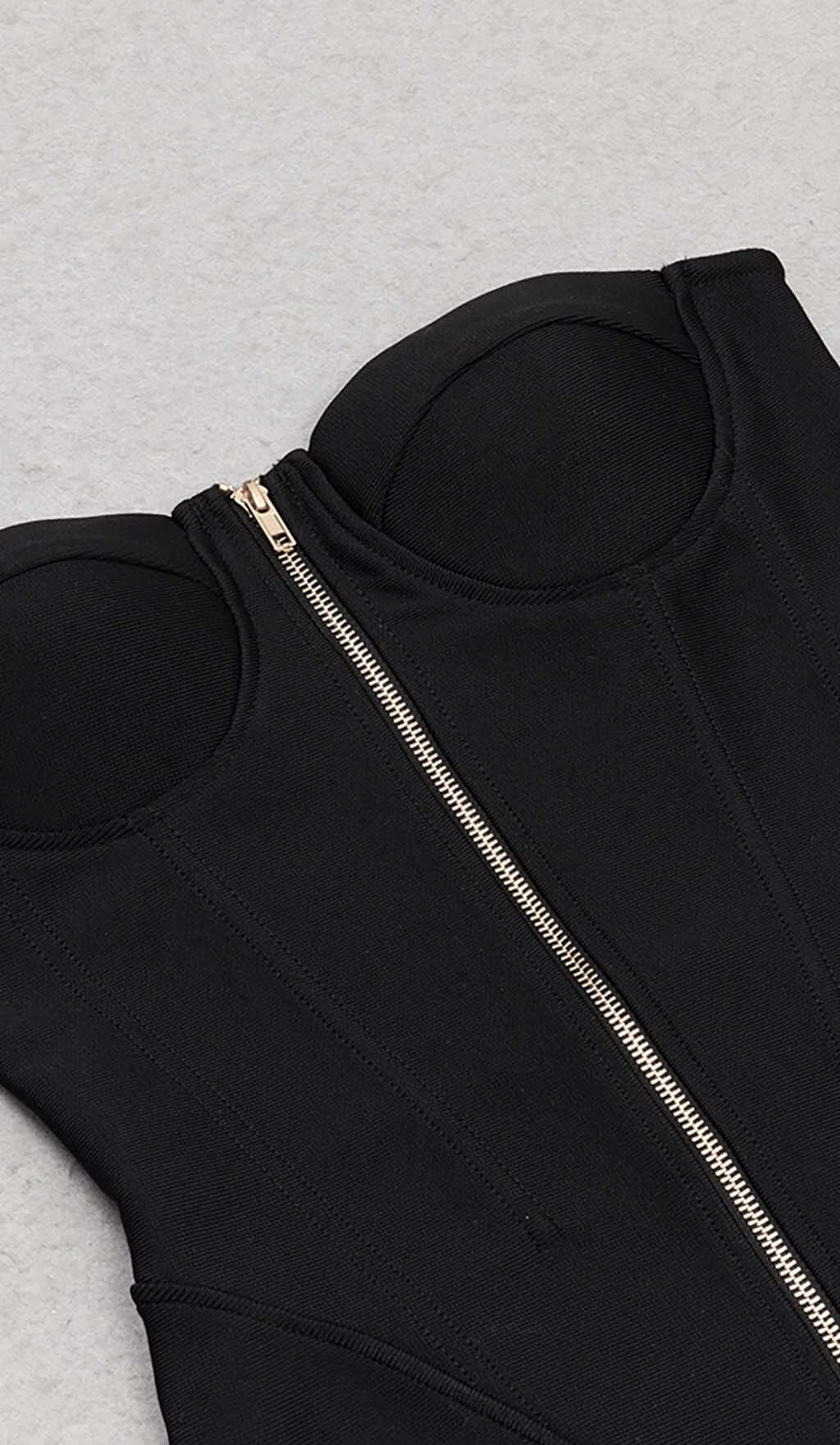 Tassel Halter Bandage Midi Dress in Black - Image 7