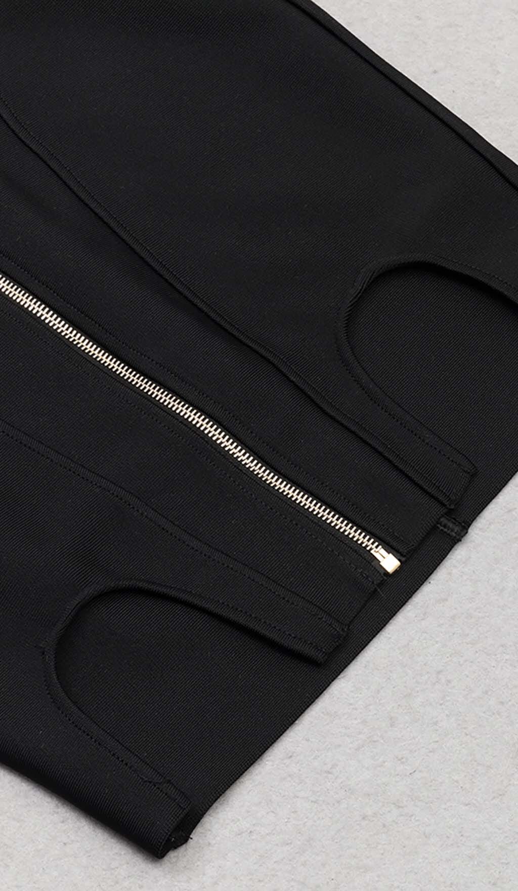 Tassel Halter Bandage Midi Dress in Black - Image 9