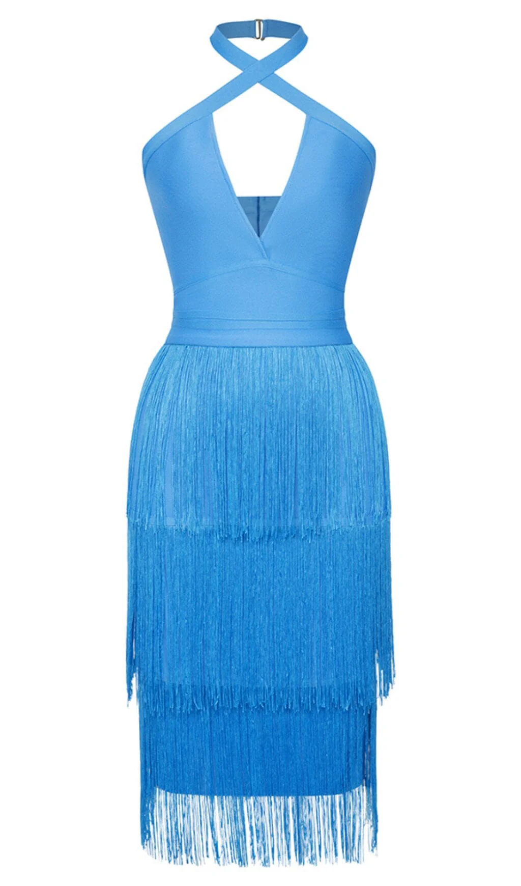 Tassel Halter BANage Midi Dress in PURE Blue - Image 4