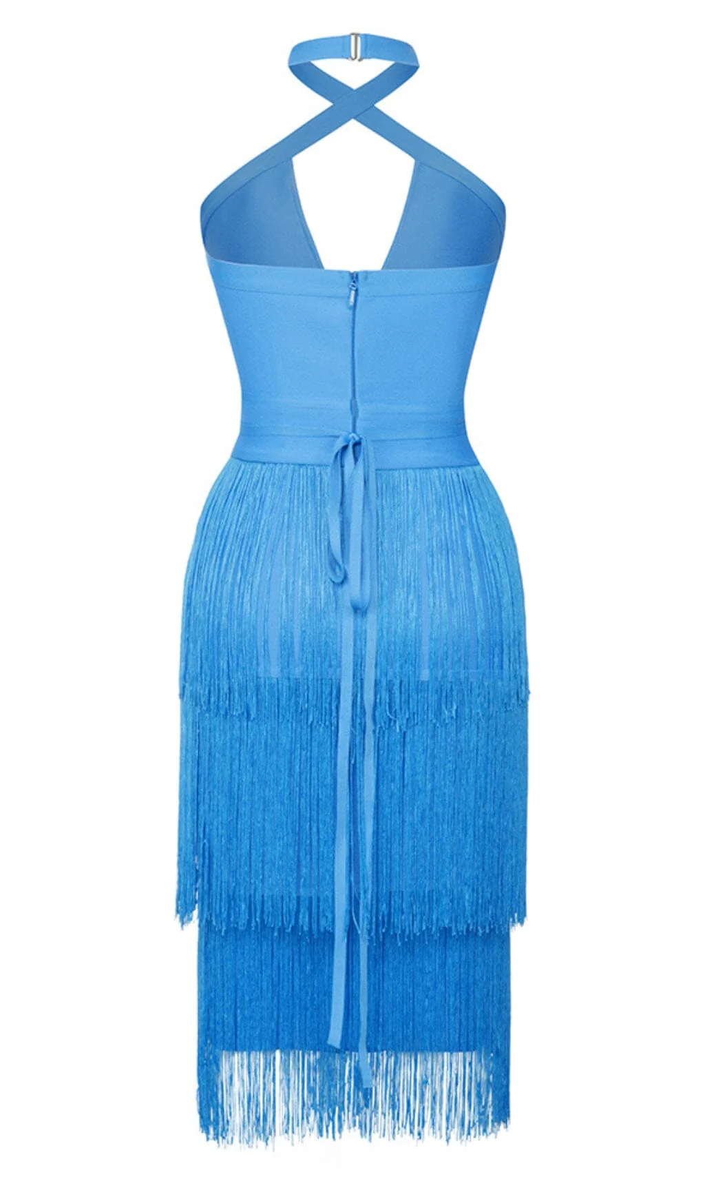 Tassel Halter BANage Midi Dress in PURE Blue - Image 5