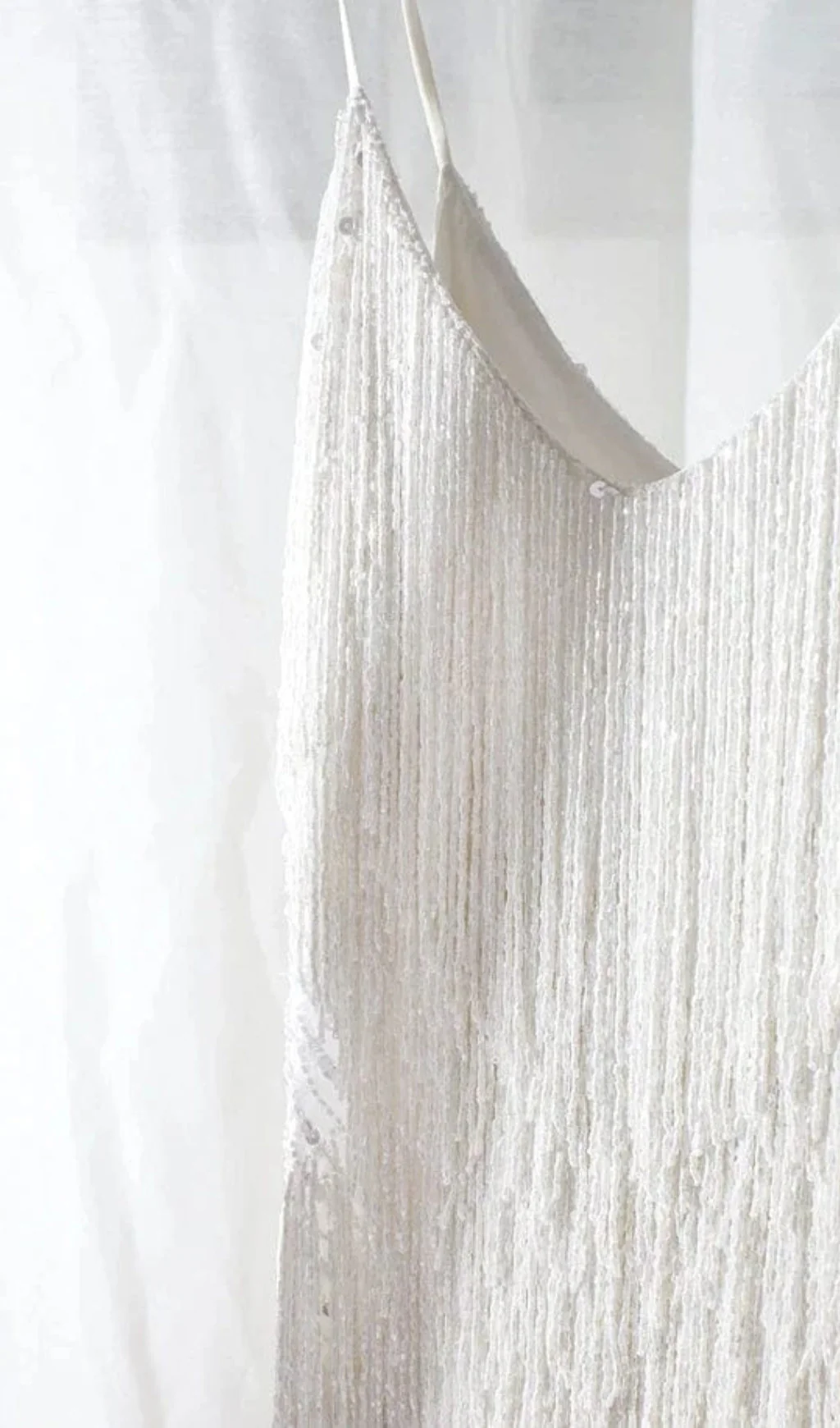 Tassel Feather Mini Dress in White - Image 15
