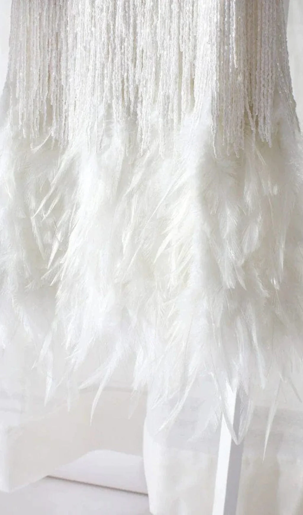 Tassel Feather Mini Dress in White - Image 16