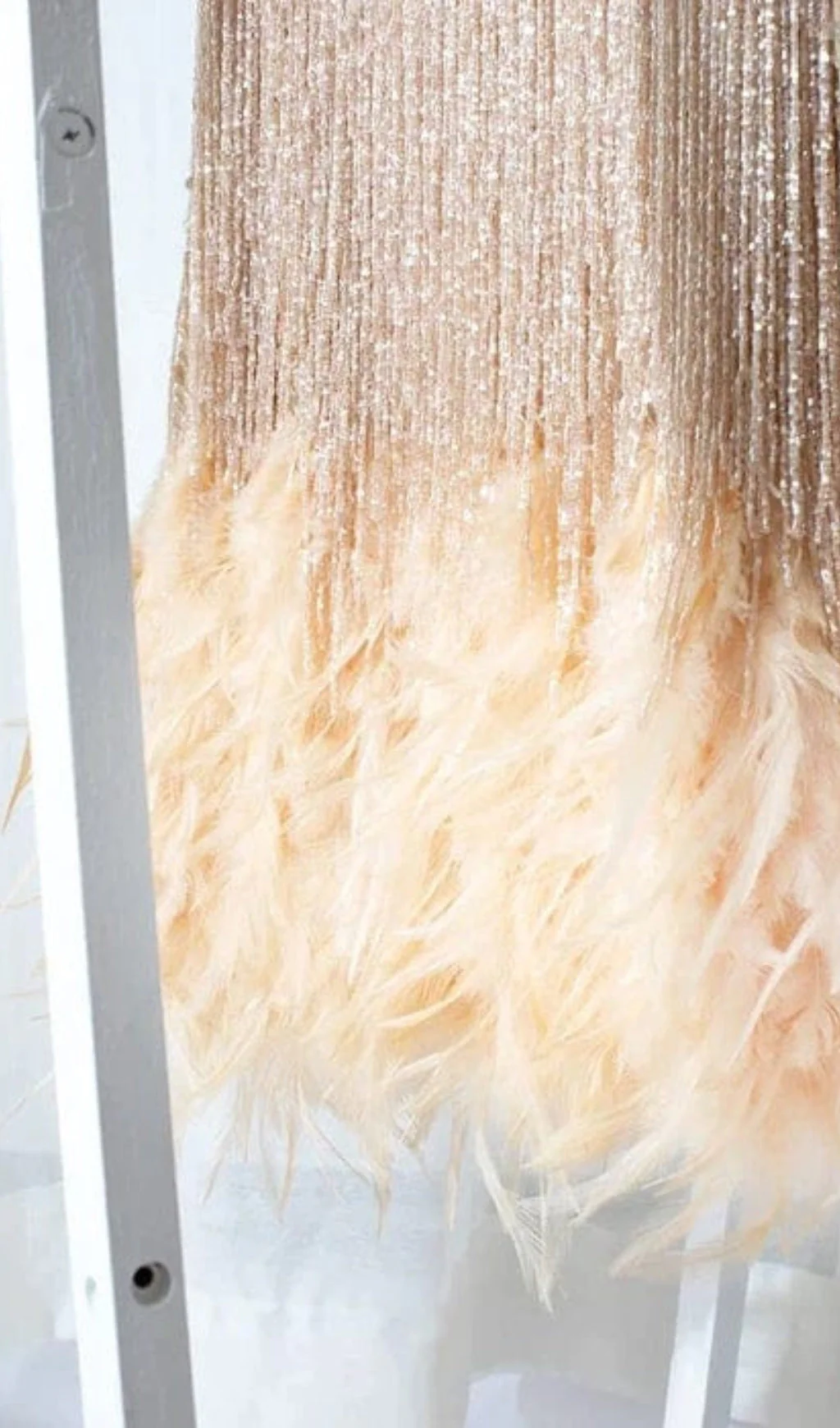 Tassel Feather Mini Dress in Beige - Image 11