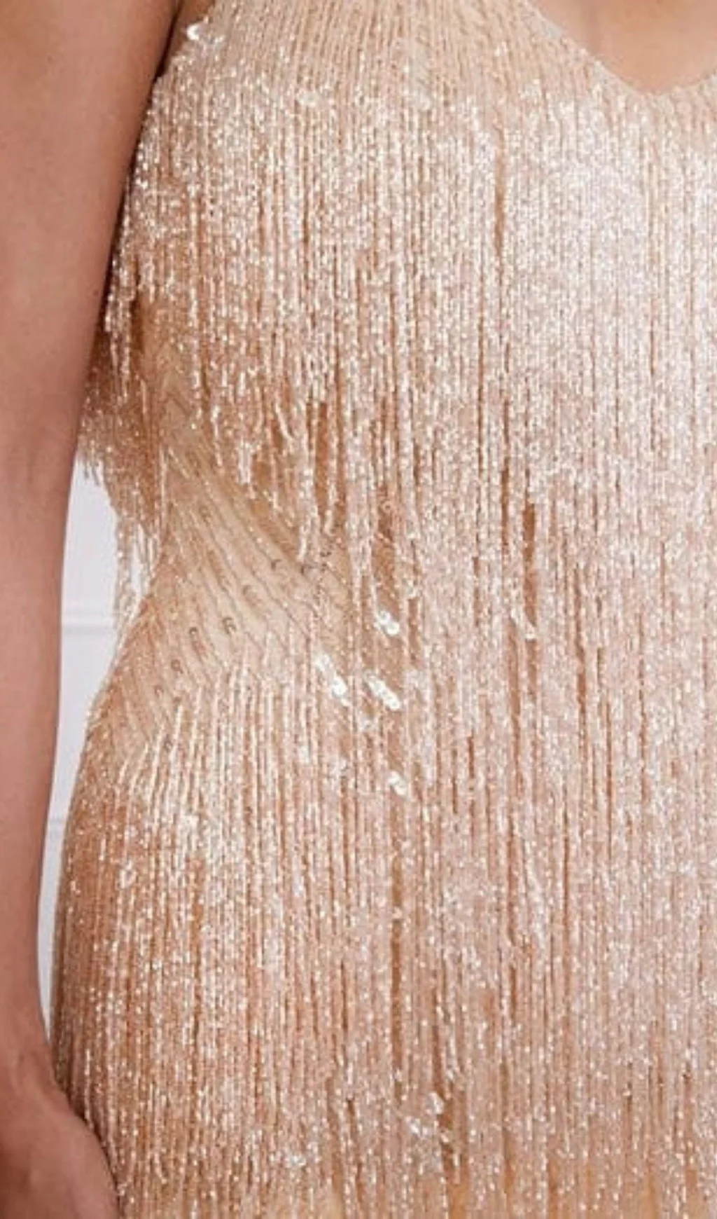 Tassel Feather Mini Dress in Beige - Image 9