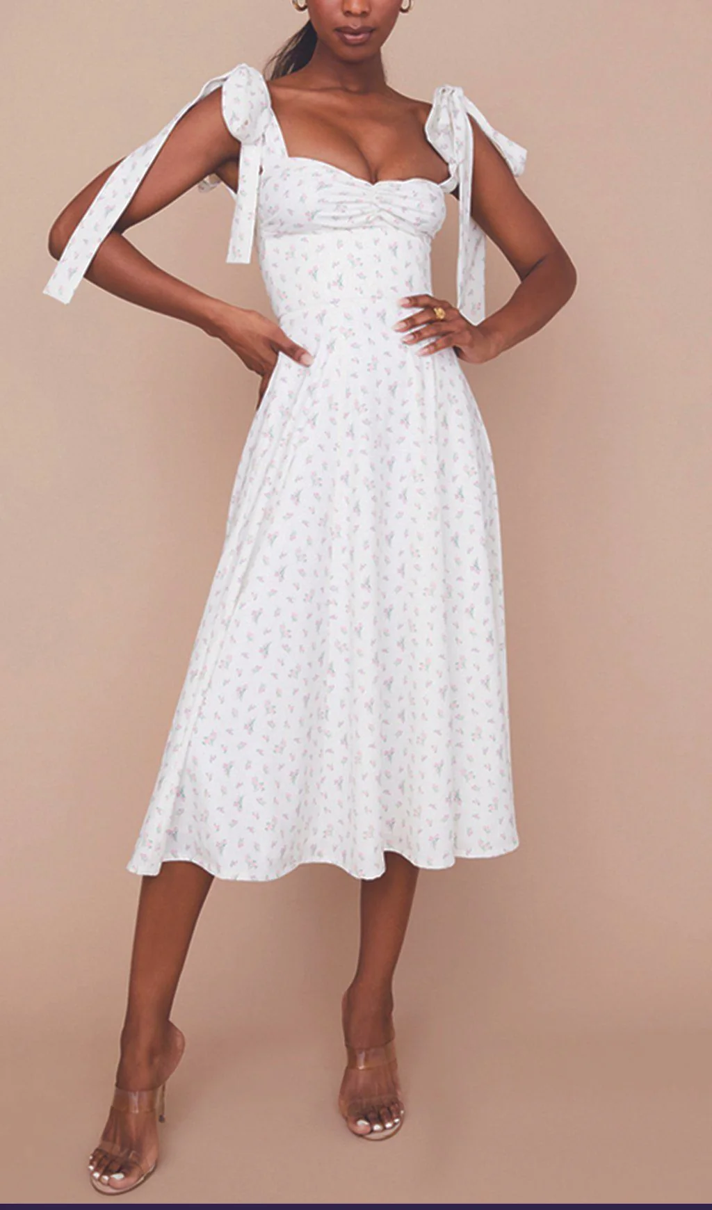 Suspender Ivory Print Dress - Image 3