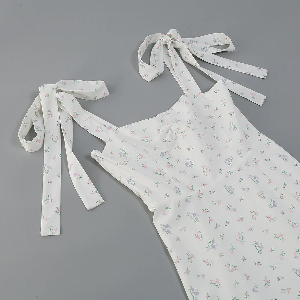 Suspender Ivory Print Dress - Image 4