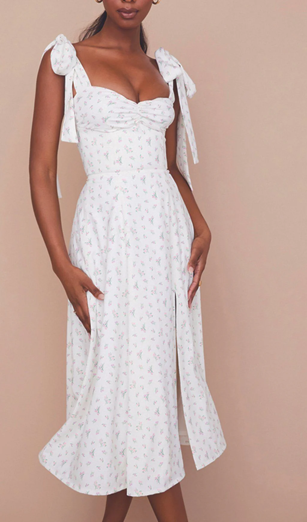 Suspender Ivory Print Dress - Image 5