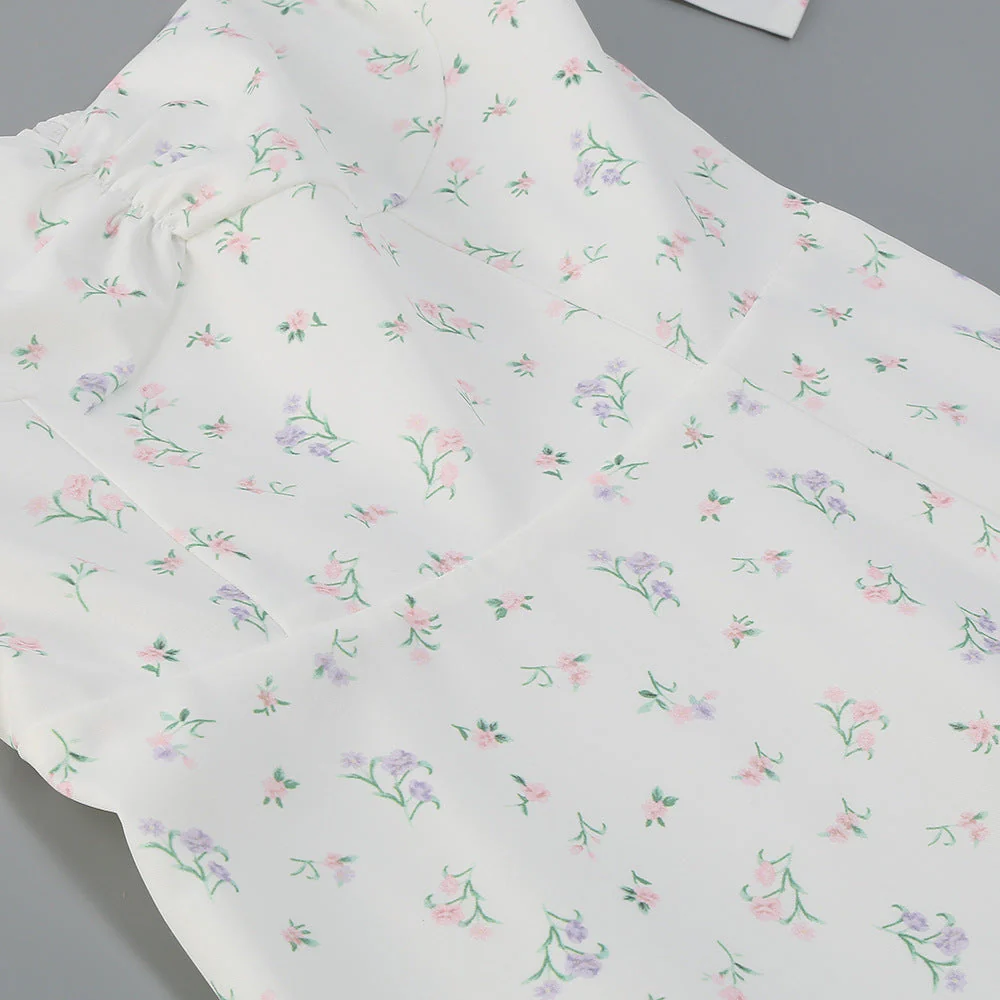 Suspender Ivory Print Dress - Image 7