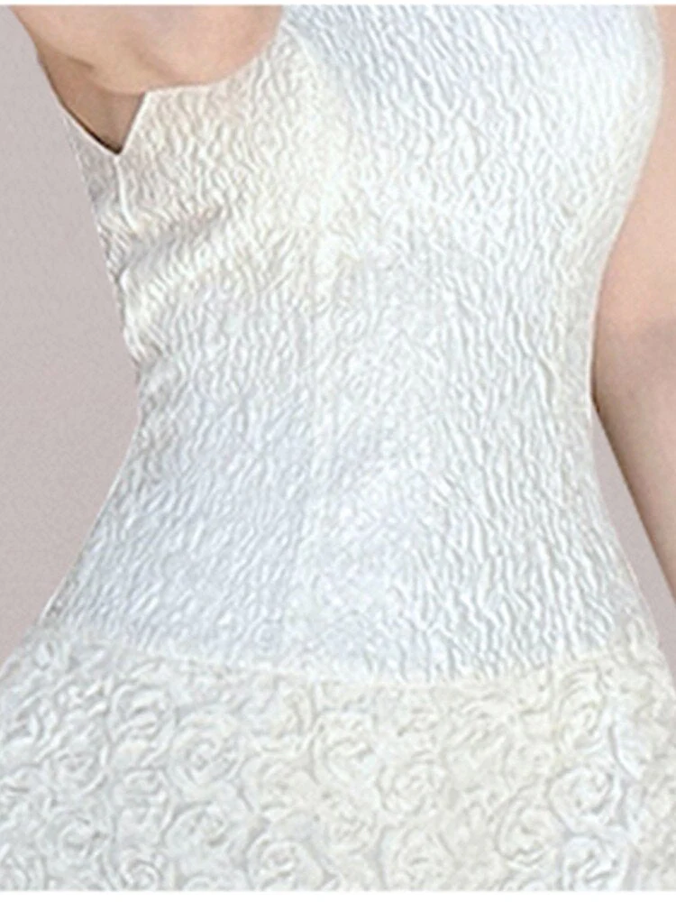 Summer Sleeveless Ruffle Collar Jacquard Mini Dress - Image 6
