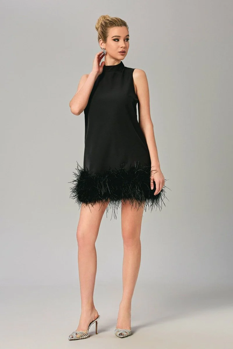 Odell Feather Mini Dress - Image 4