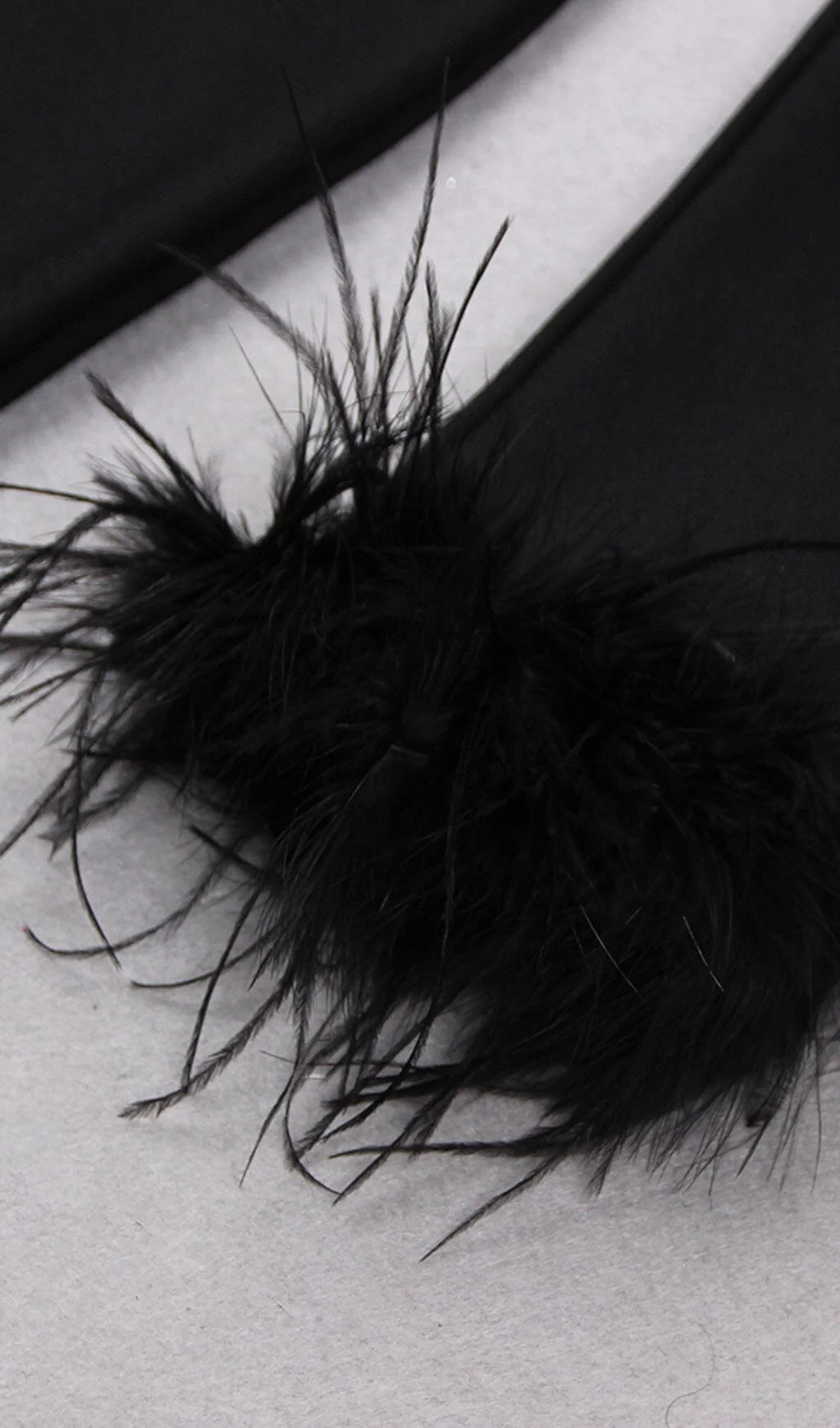 Stretch Long Sleeves Feather Mini Dress in Black - Image 7