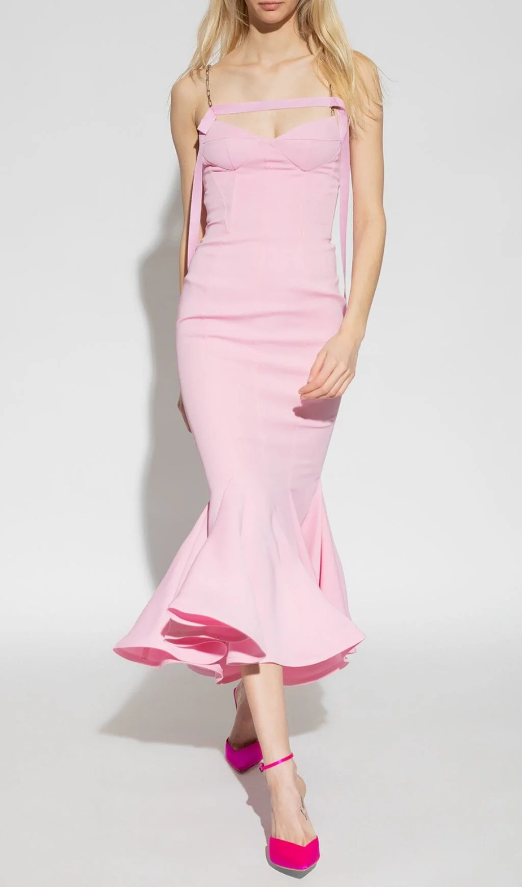 Strapy Slim Maxi Dress in Pink - Image 2