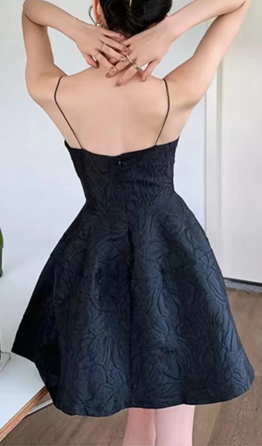 Strapy Hem Mini Dress in Black - Image 3