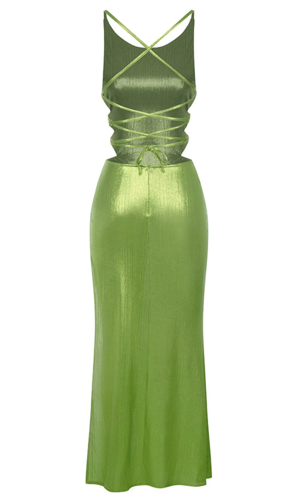 Strappy Thigh Slit Midi Dress in Green - Image 10