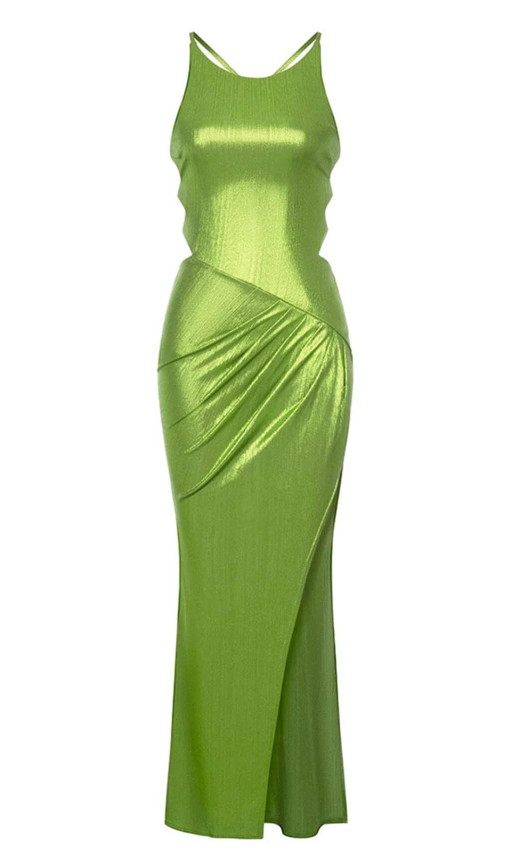 Strappy Thigh Slit Midi Dress in Green - Image 6