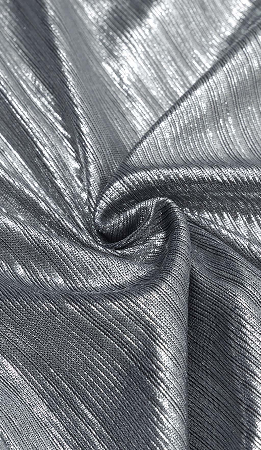 Strappy Spilt Midi Dress in Metallic Silver - Image 6