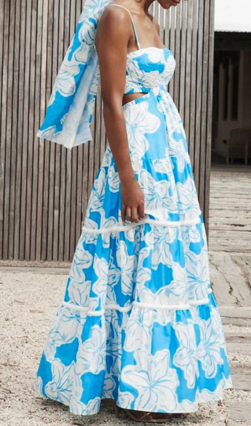 Strappy Floral FLowy Sundress in Blue - Image 3