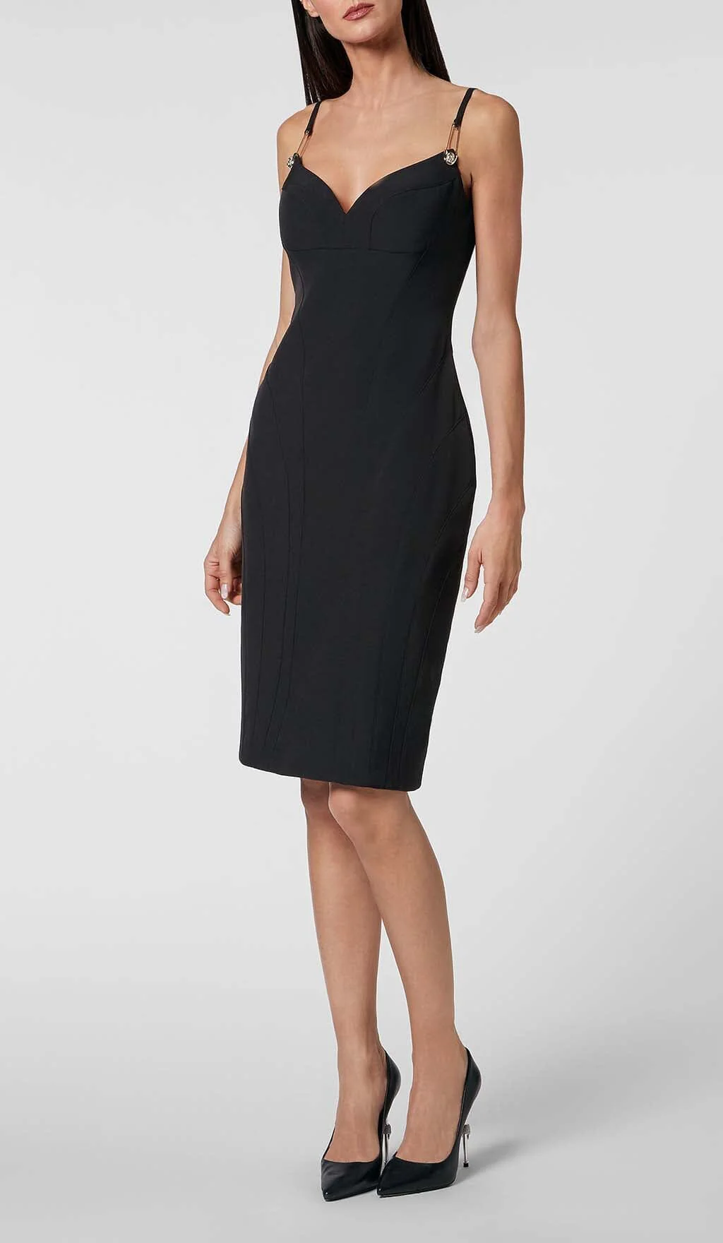 Strappy Bandage Midi Dress in Black