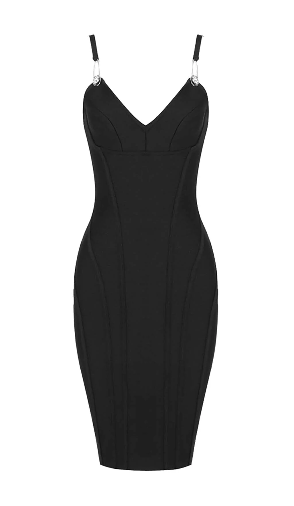 Strappy Bandage Midi Dress in Black - Image 6