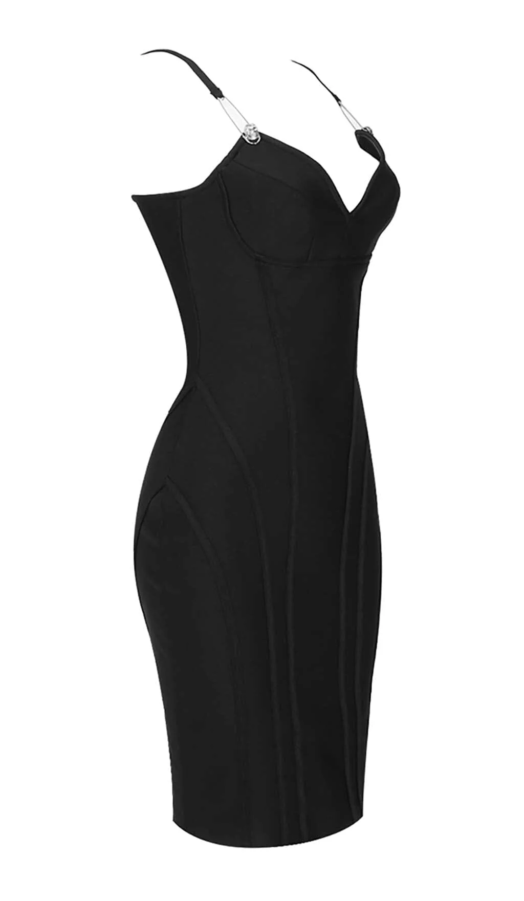 Strappy Bandage Midi Dress in Black - Image 7
