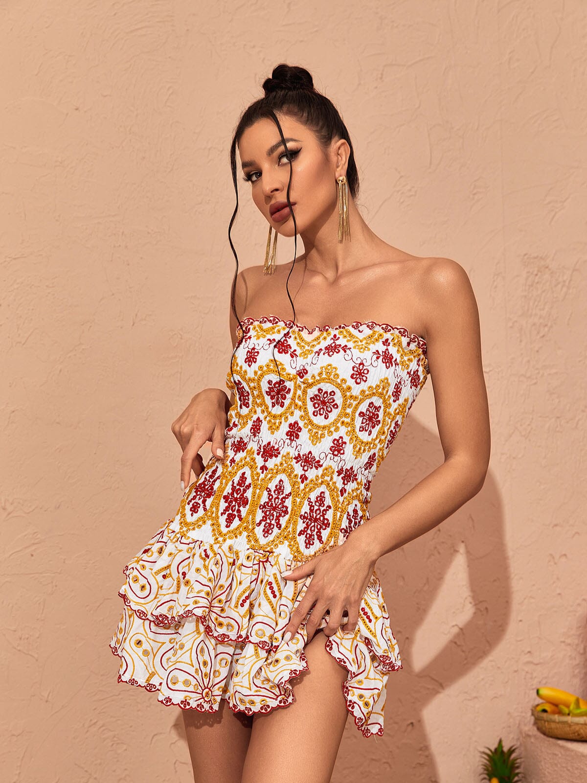 Strapless Ruffle Mini Dress - Image 4