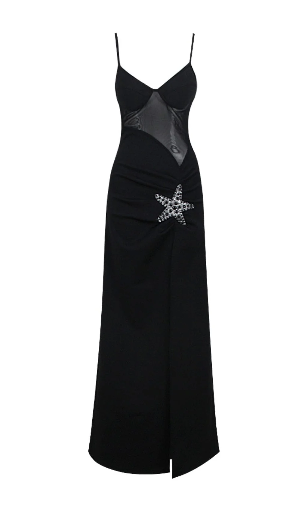 Starfish Embellished Mesh BodIce Maxi Dress in Black - Image 7
