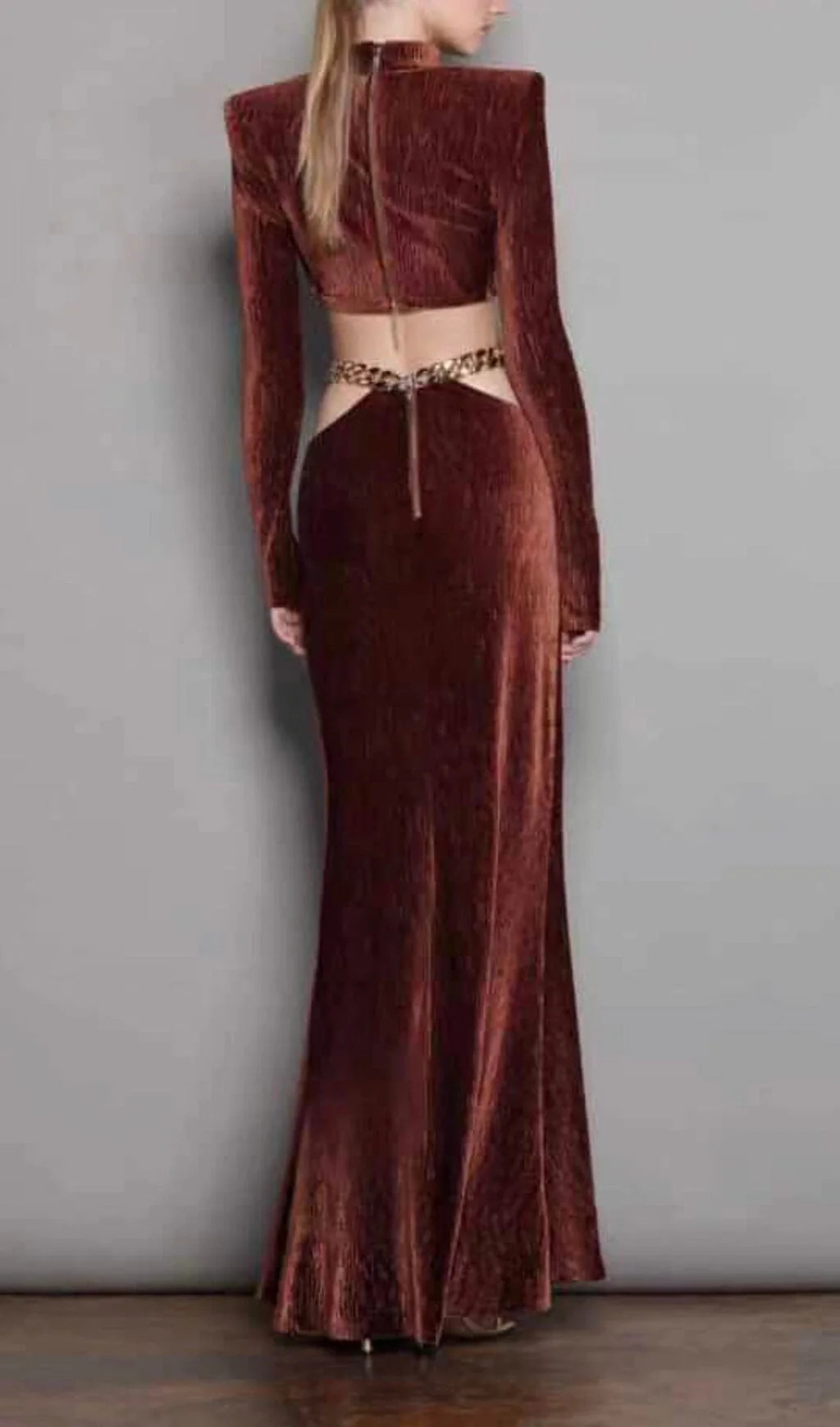 Special Texture TurtleNeck Long-Sleeved Padded Shoulder Skirt Set - Image 2