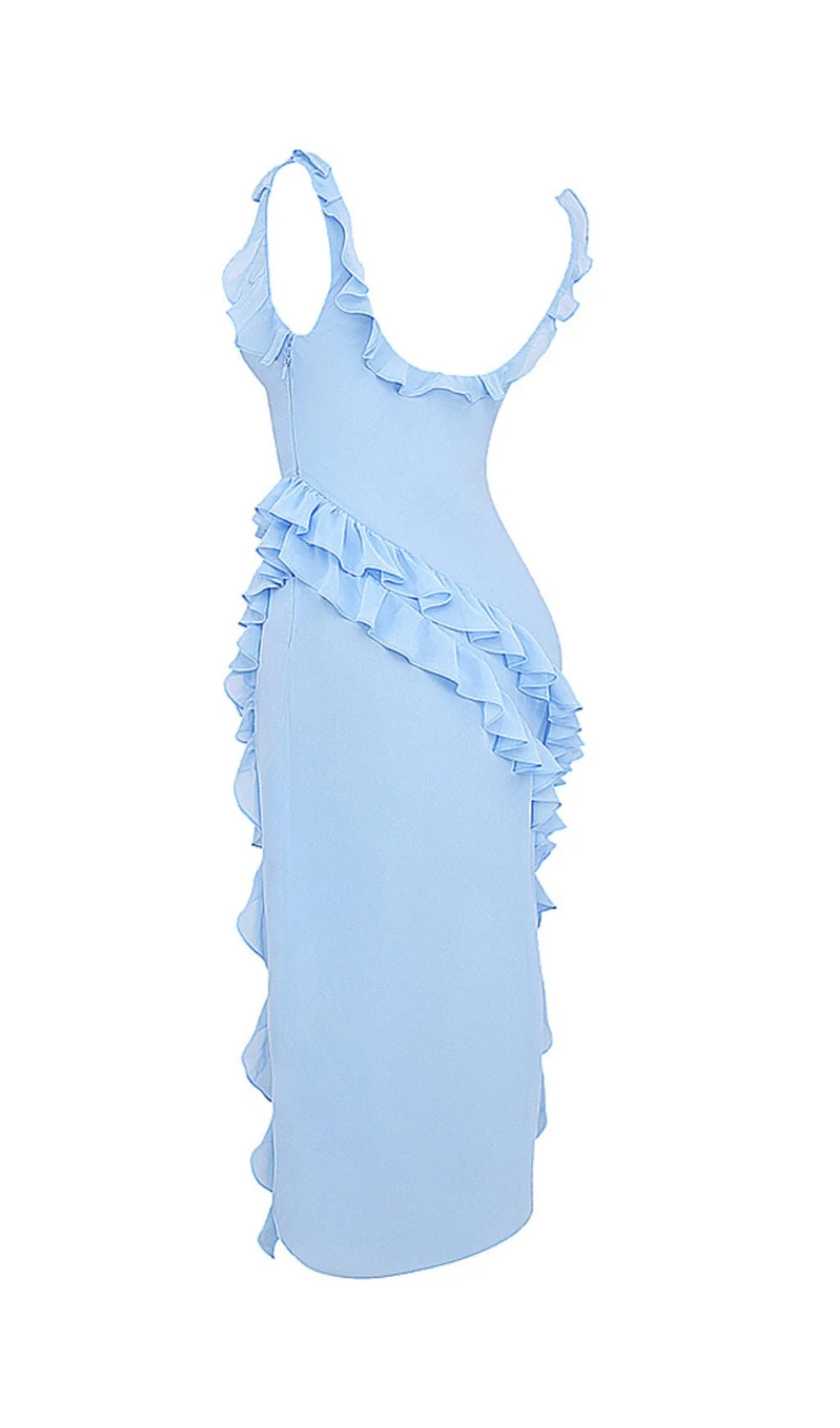 SOFT Blue Ruffle Maxi Dress - Image 10