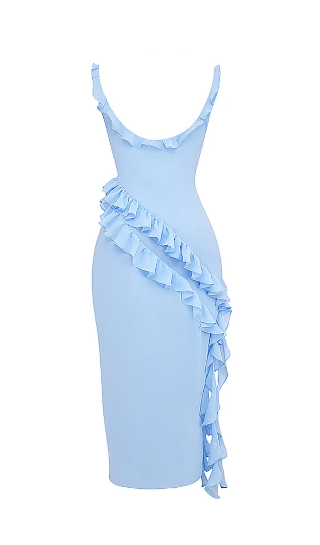 SOFT Blue Ruffle Maxi Dress - Image 11